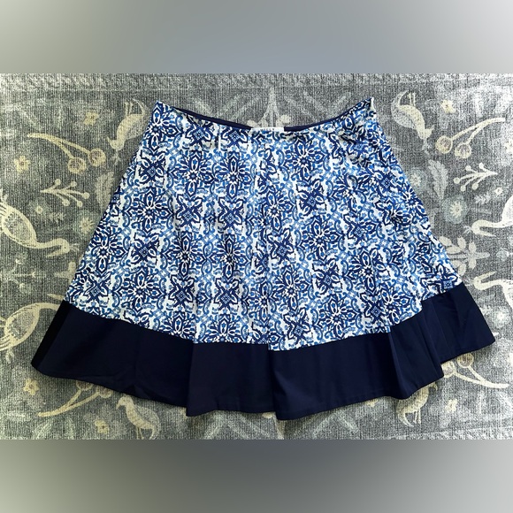 Milly for Design Nation Blue and White Pleated Capri A Line Mini Skirt - Picture 1 of 4